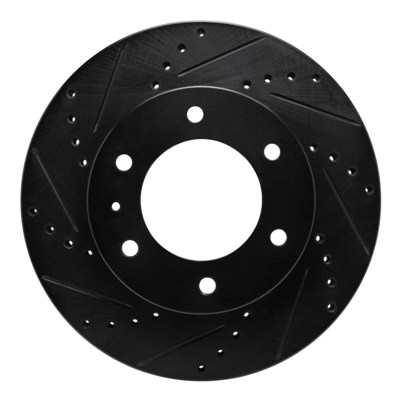 Ford Ranger Brake Rotor (1) - Front Left - R1 Concepts - Drilled & Slotted - Black - `13-`17